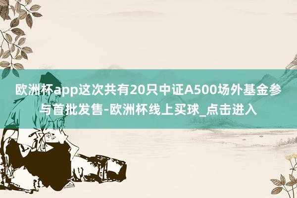 欧洲杯app这次共有20只中证A500场外基金参与首批发售-欧洲杯线上买球_点击进入