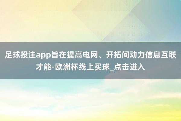 足球投注app旨在提高电网、开拓间动力信息互联才能-欧洲杯线上买球_点击进入