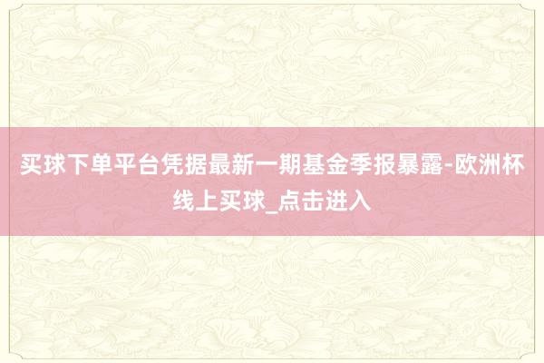 买球下单平台凭据最新一期基金季报暴露-欧洲杯线上买球_点击进入