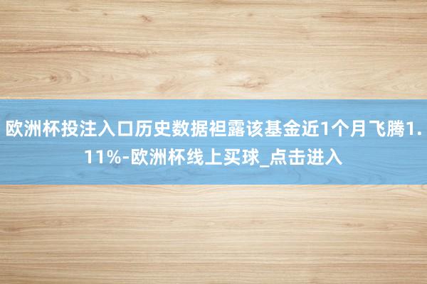 欧洲杯投注入口历史数据袒露该基金近1个月飞腾1.11%-欧洲杯线上买球_点击进入